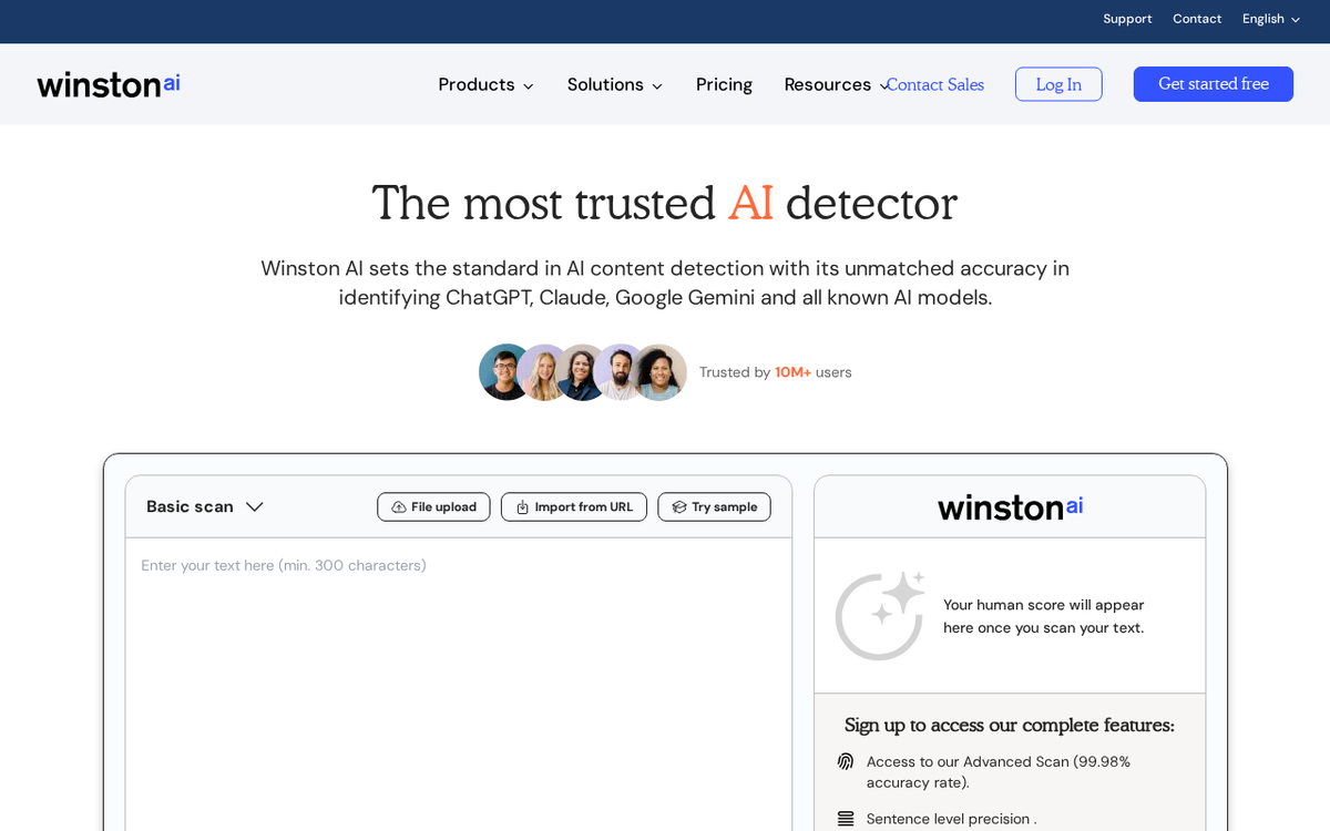 Winston AI 官网界面截图